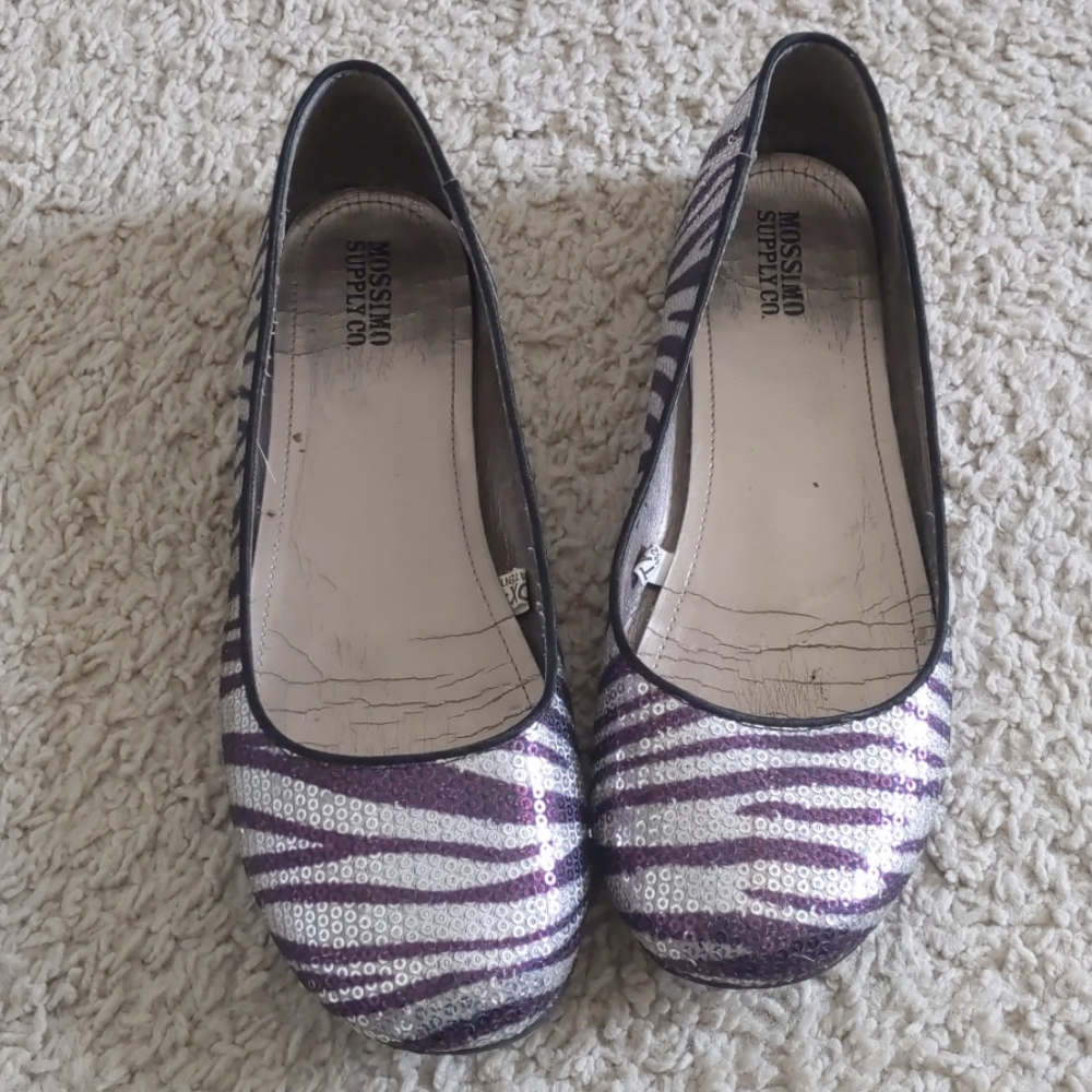 Mossimo Sequined Zebra Ballet Flats Sz 9